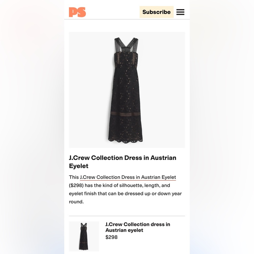 JCREW COLLECTION DRESS in Austrian Eyelet - Black, Size 0 - Picture 8 of 9